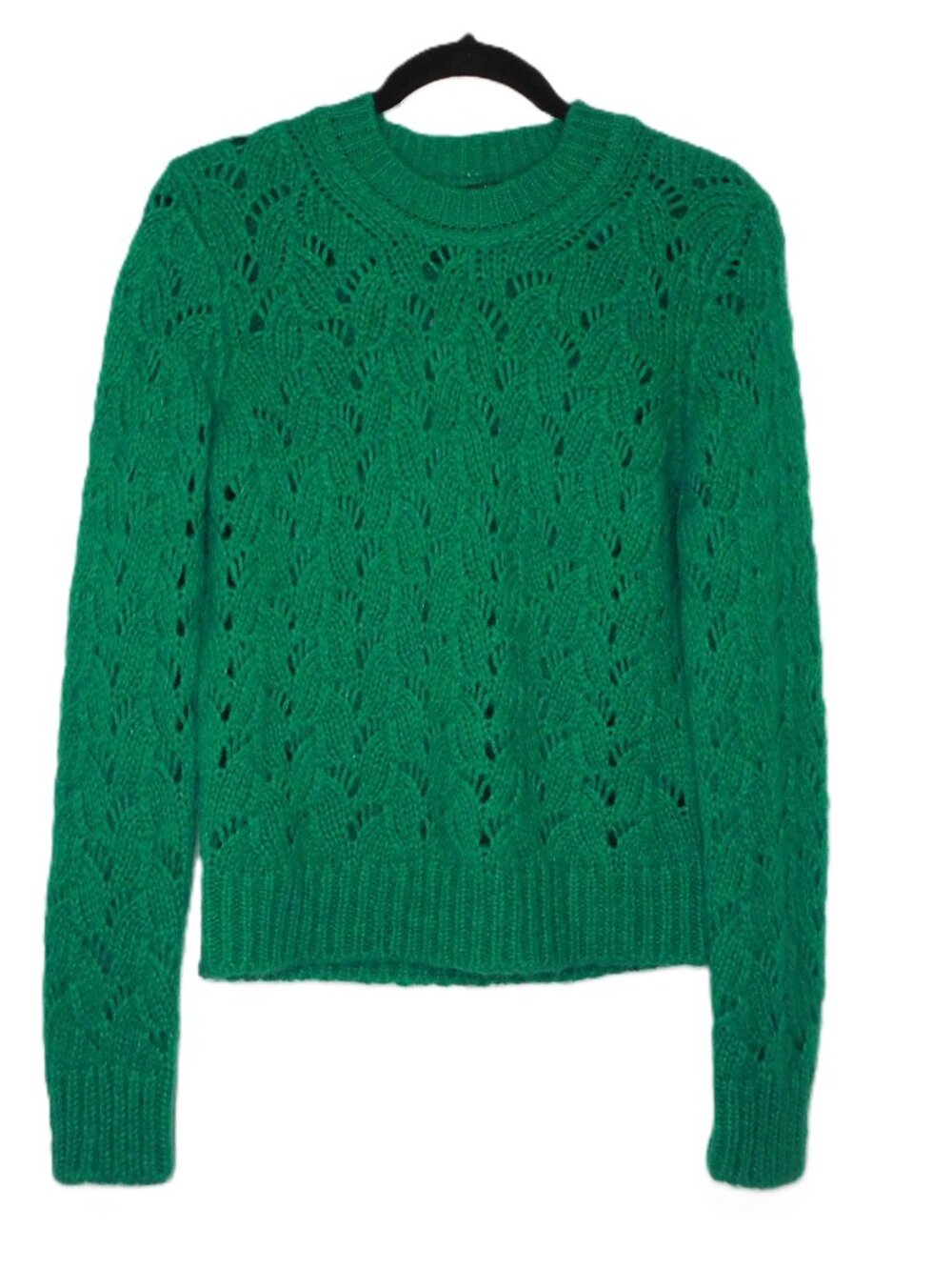 Maje Green Monou Pointelle Mohair Blend Sweater | Crewneck | EUC | 1 / Small
